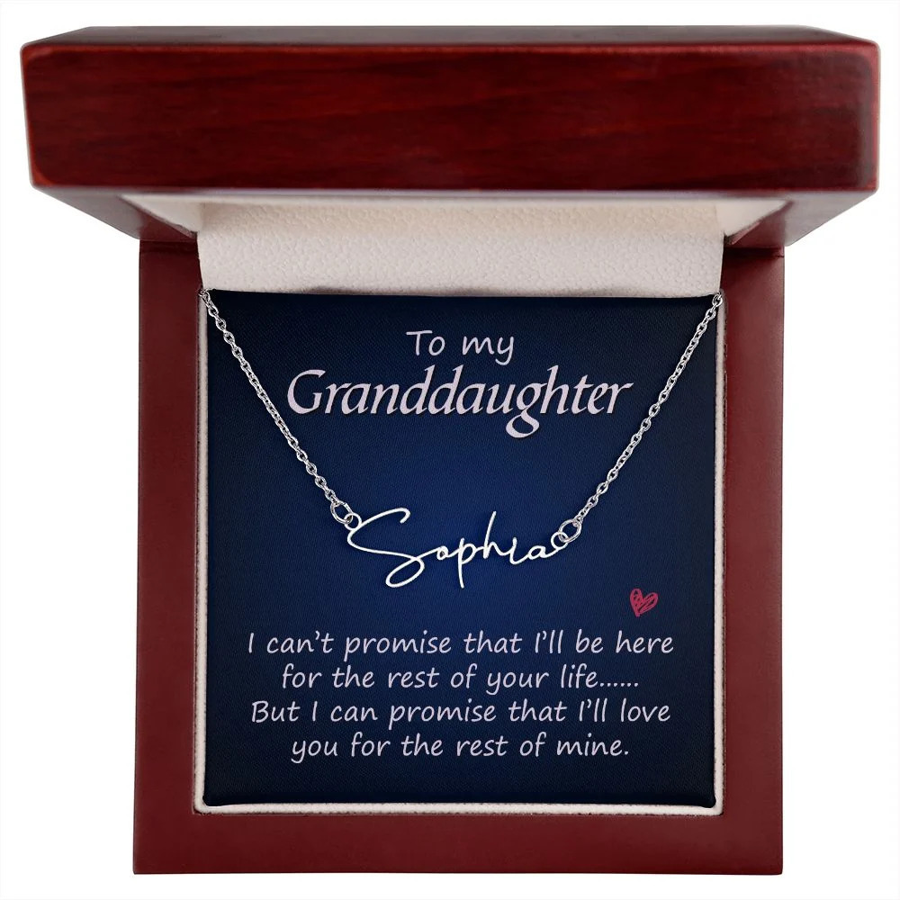 To My Granddaughter Personalized Silver Tone Name Necklace Custom Name Gi